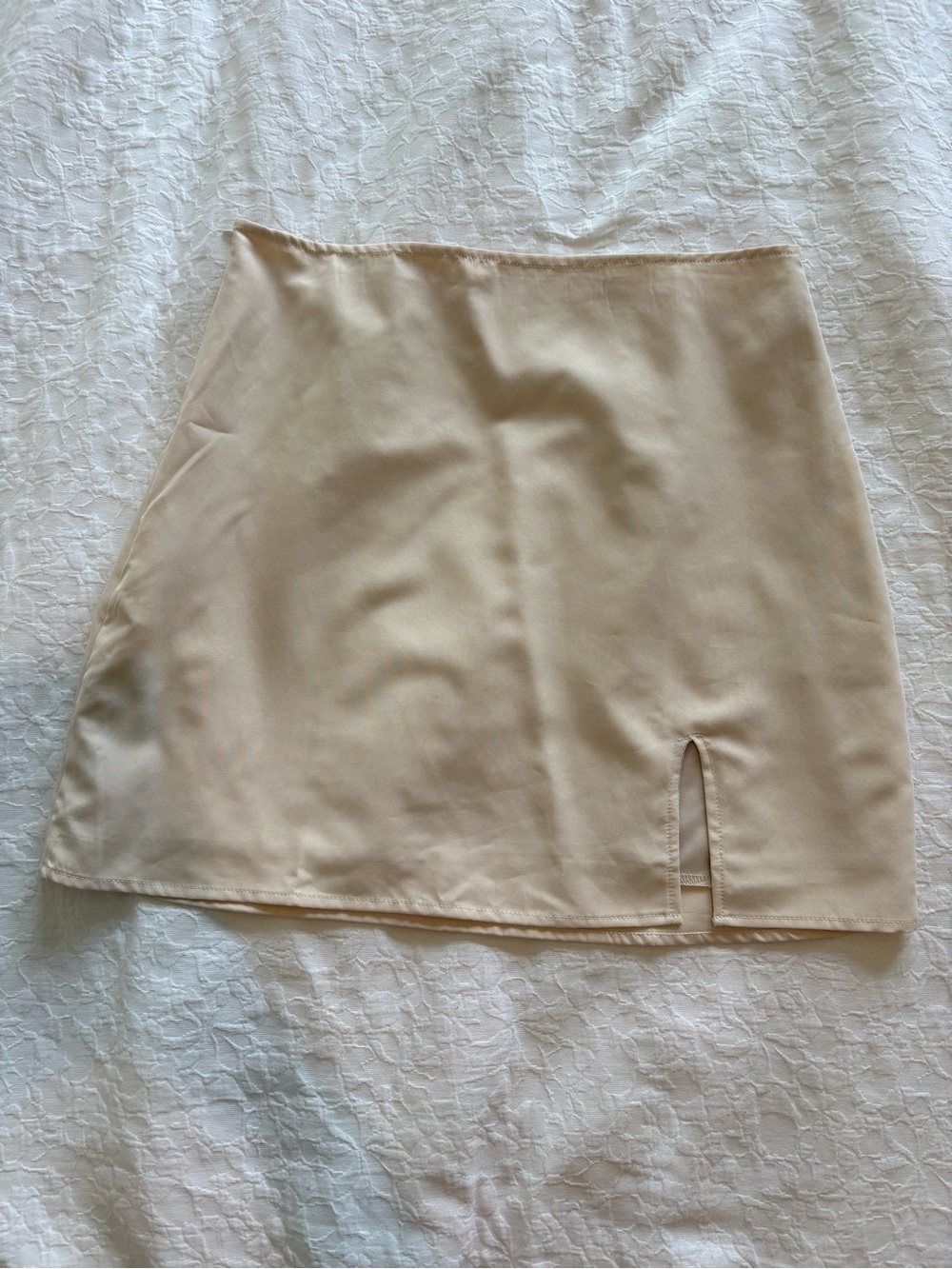 Verdusa Women's Split Hem Zip Up Side High Waist Bodycon Short Skirt Beige M